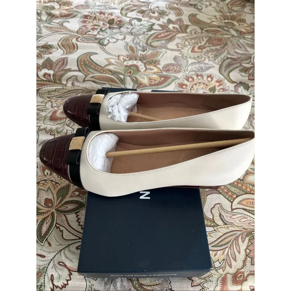 NIB Cole Haan Go-To Malta Leather Closed Cap Toe Bow Wedge